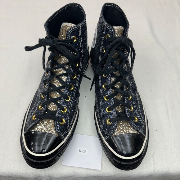 Converse CTAS Custom Glitter Chuck 70 By You Navy Gold Men's 12 - Picture 7 of 8